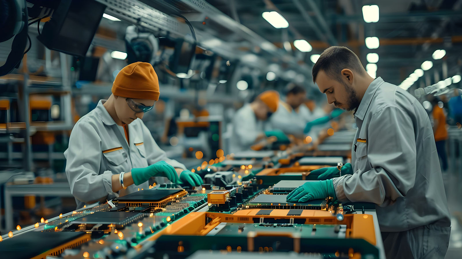 electronics assembly line workers 