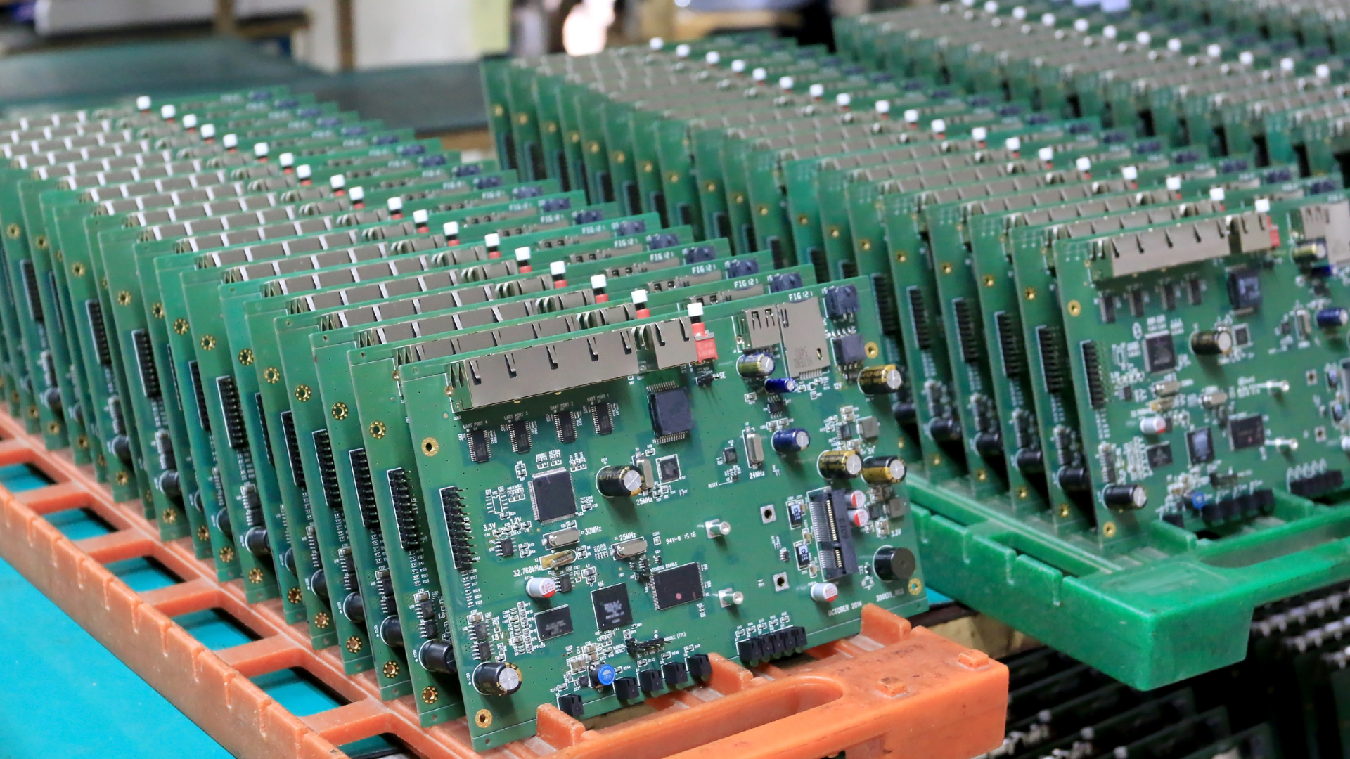 Boards on rack